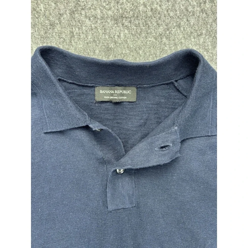 Banana Republic Polo Shirt Men’s XL Navy 100% Organic Cotton Short Sleeve Knit